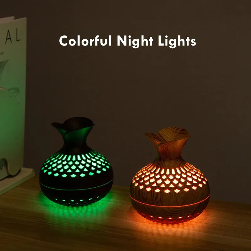 300ml USB Hollow Vase Shape Humidifier With Colorful Night Lights