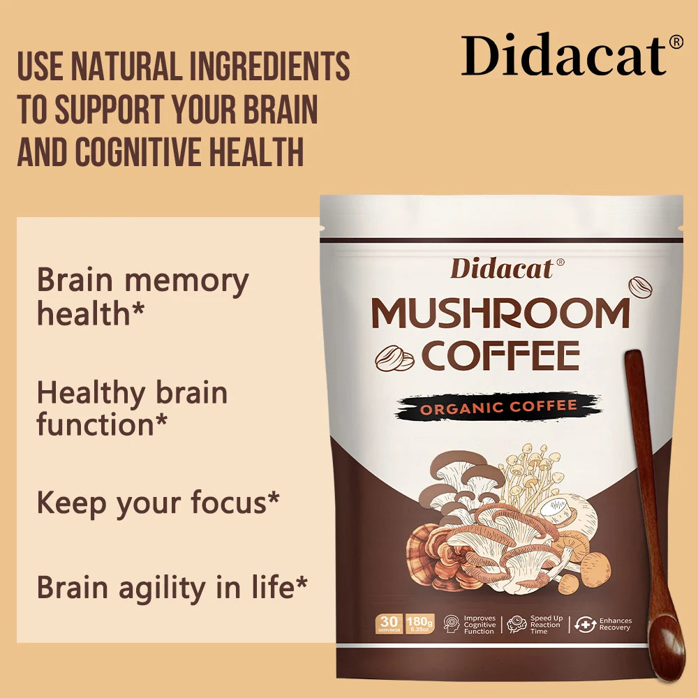 Mushroom Coffee - Organic Coffee, Lion's Mane, Chaga, Cordyceps, Reishi,shiitake