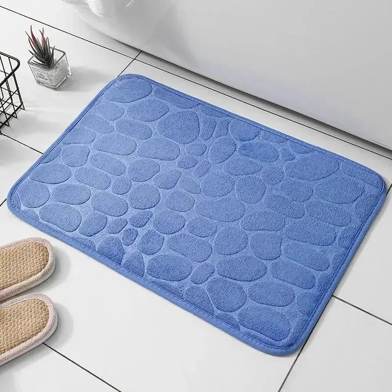 Embossed Fiber Pebble Mat - Anti-Slip Bathroom & Living Room Carpet, Household Floor Essential