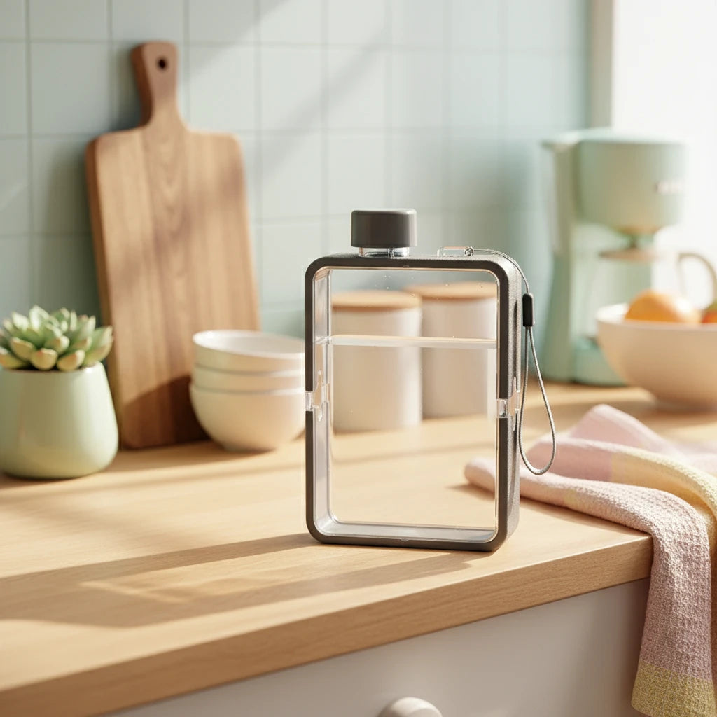 Portable Transparent Plastic Water Bottle - Flat, BPA-Free, Handbag-Friendly DIY Flask