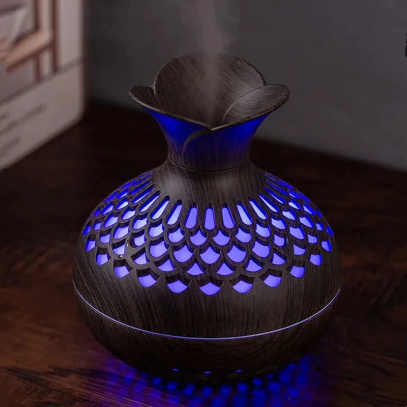 300ml USB Hollow Vase Shape Humidifier With Colorful Night Lights