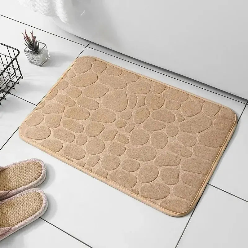 Embossed Fiber Pebble Mat - Anti-Slip Bathroom & Living Room Carpet, Household Floor Essential