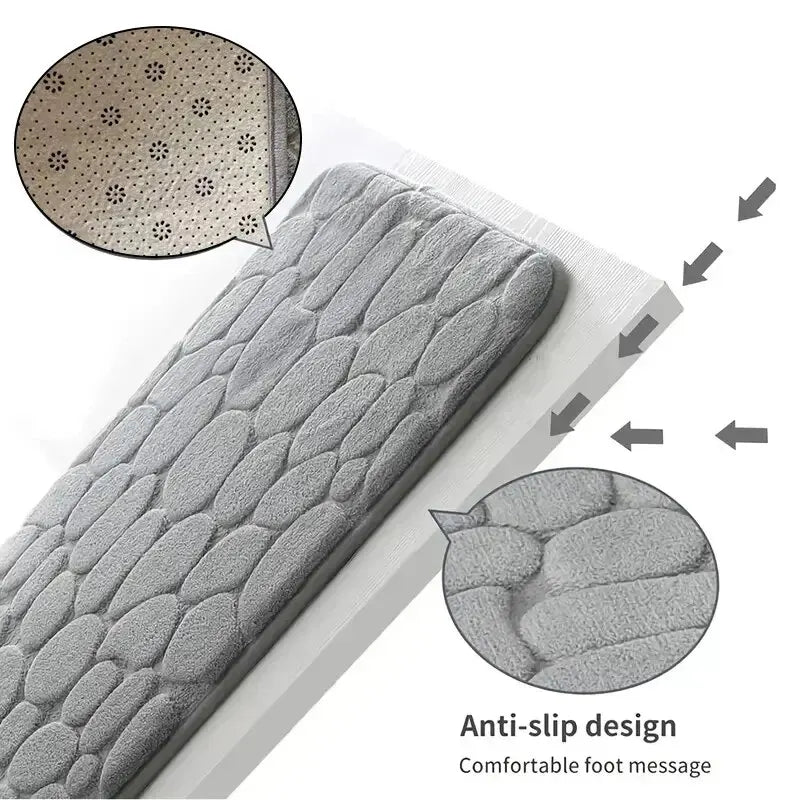 Embossed Fiber Pebble Mat - Anti-Slip Bathroom & Living Room Carpet, Household Floor Essential