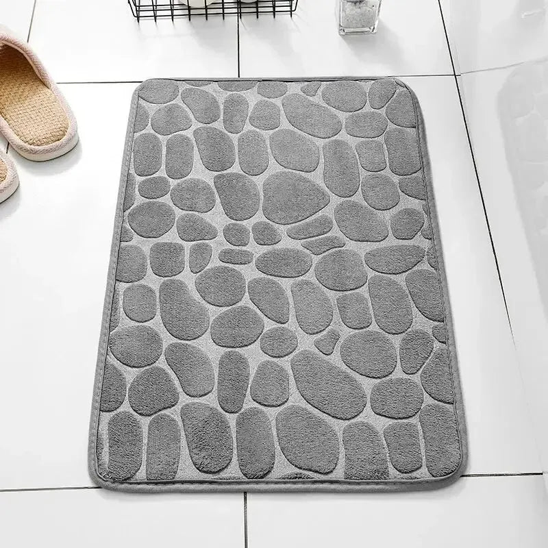 Embossed Fiber Pebble Mat - Anti-Slip Bathroom & Living Room Carpet, Household Floor Essential